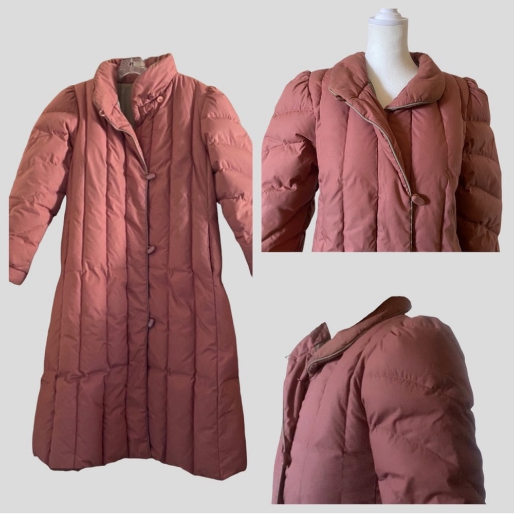 Vtg 90s Pink Long Quilted Puffer Coat / vtg size small - see measurements
